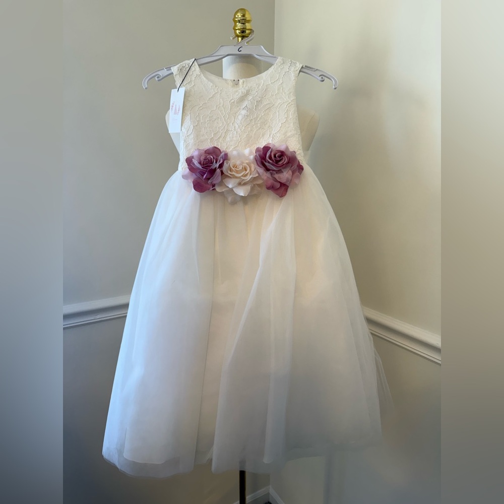Off White Girls Formal Flower Girl Dress New with Tags Size 6